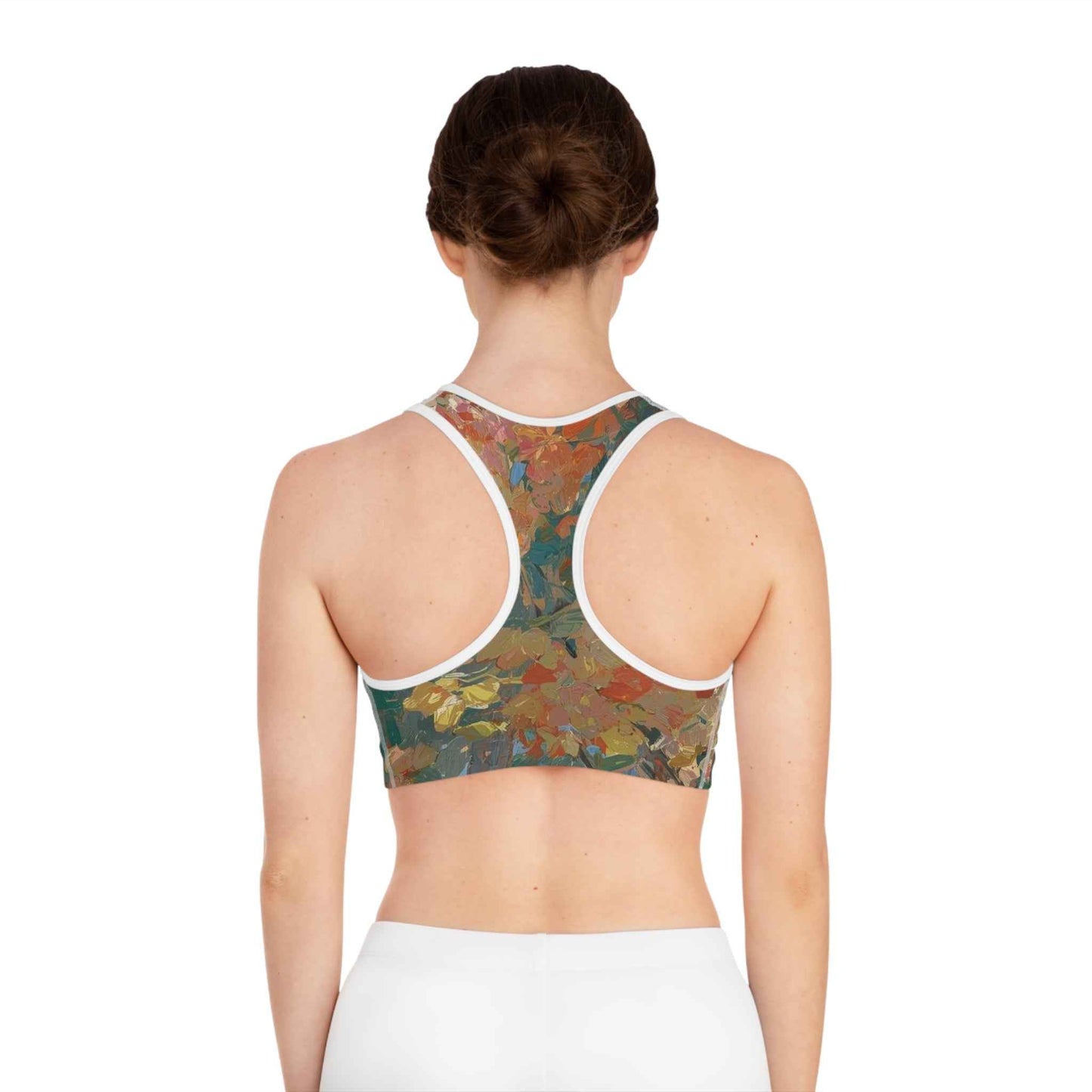 Floral Impressionist All Over Print Sports Bra Painterly Autumn Bloom