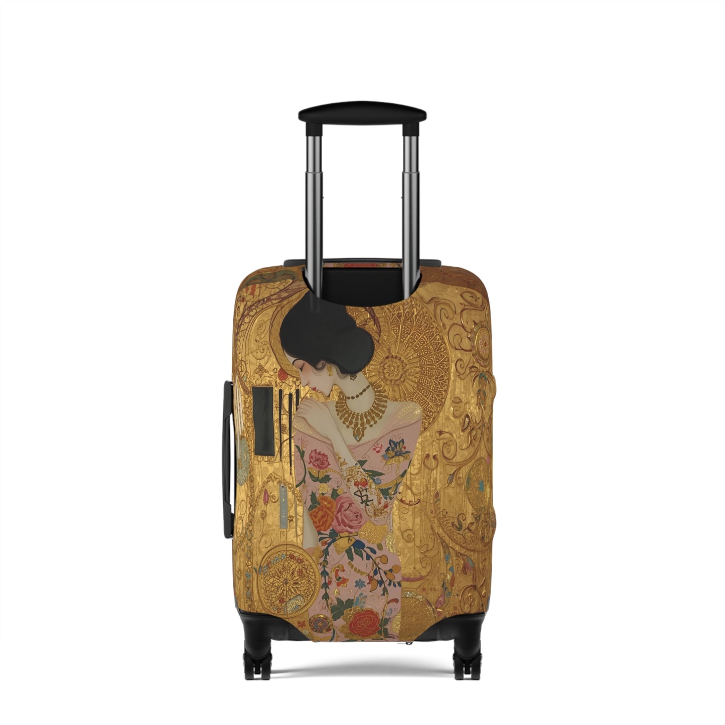 Elegant Klimt-Style Luggage Cover, Travel Accessory, Suitcase Protector, Unique Gift for Travelers, Floral Design - Rosetta Creative Boutique