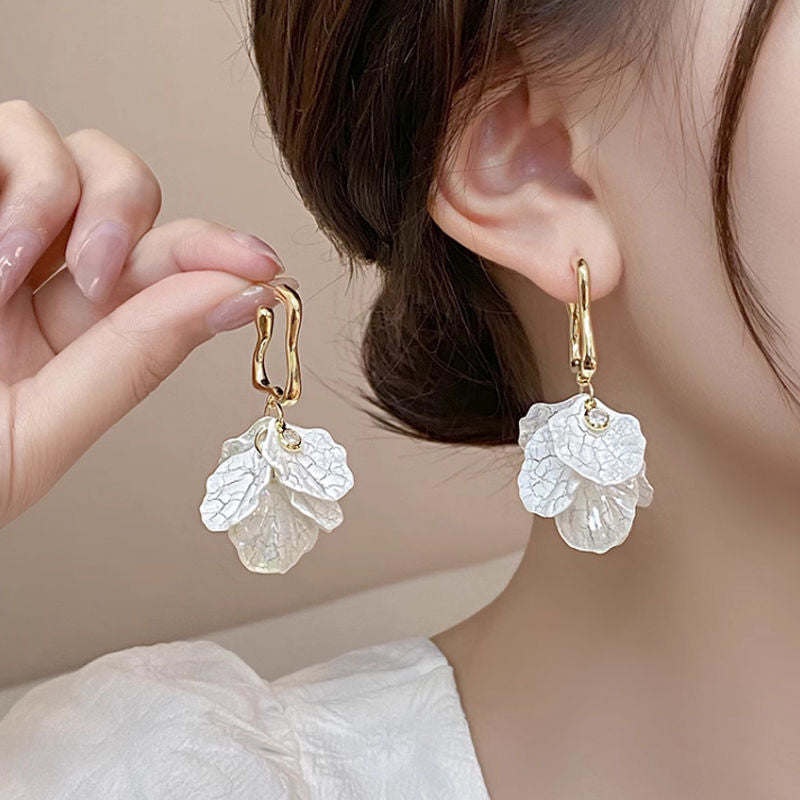 Dragon & Phoenix Ruyi Earrings – Textured 'Cracked Petal' Design