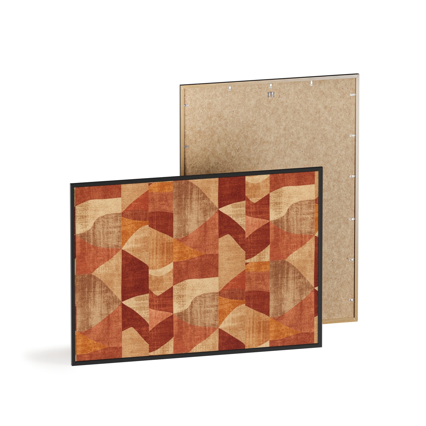 Faux Retro Geometric Poster with Wooden Frame