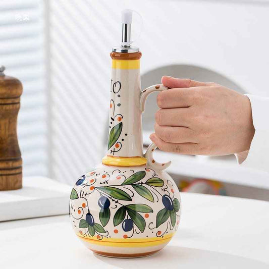 Underglaze Porcelain Olive Oil/Vinegar Bottle