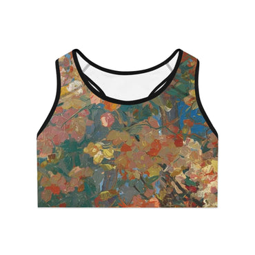 Floral Impressionist All Over Print Sports Bra Painterly Autumn Bloom