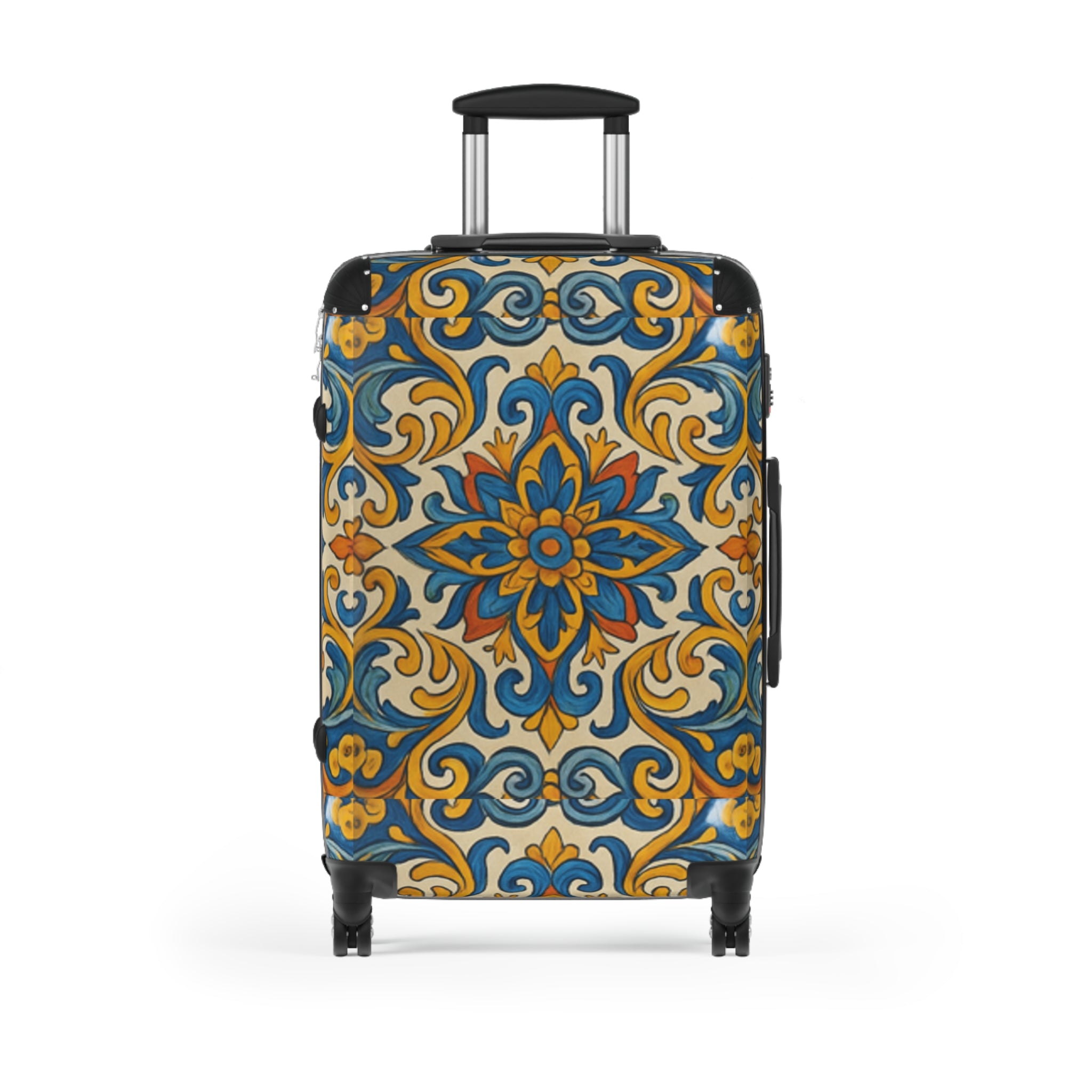 Colorful Travel Suitcase with Italian Ceramics Design by Rosetta Creative Boutique, Luggage for Travel, Vacation Bag, Gift for Travelers, Stylish Carry-On - Rosetta Creative Boutique