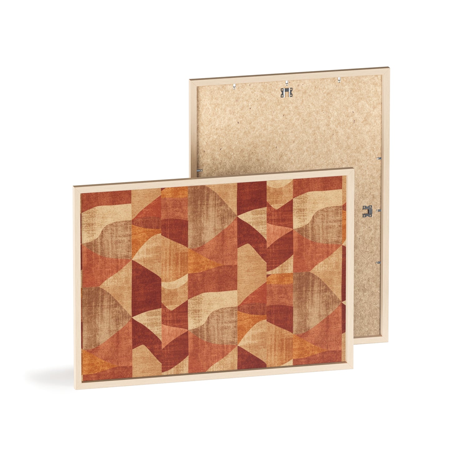 Faux Retro Geometric Poster with Wooden Frame