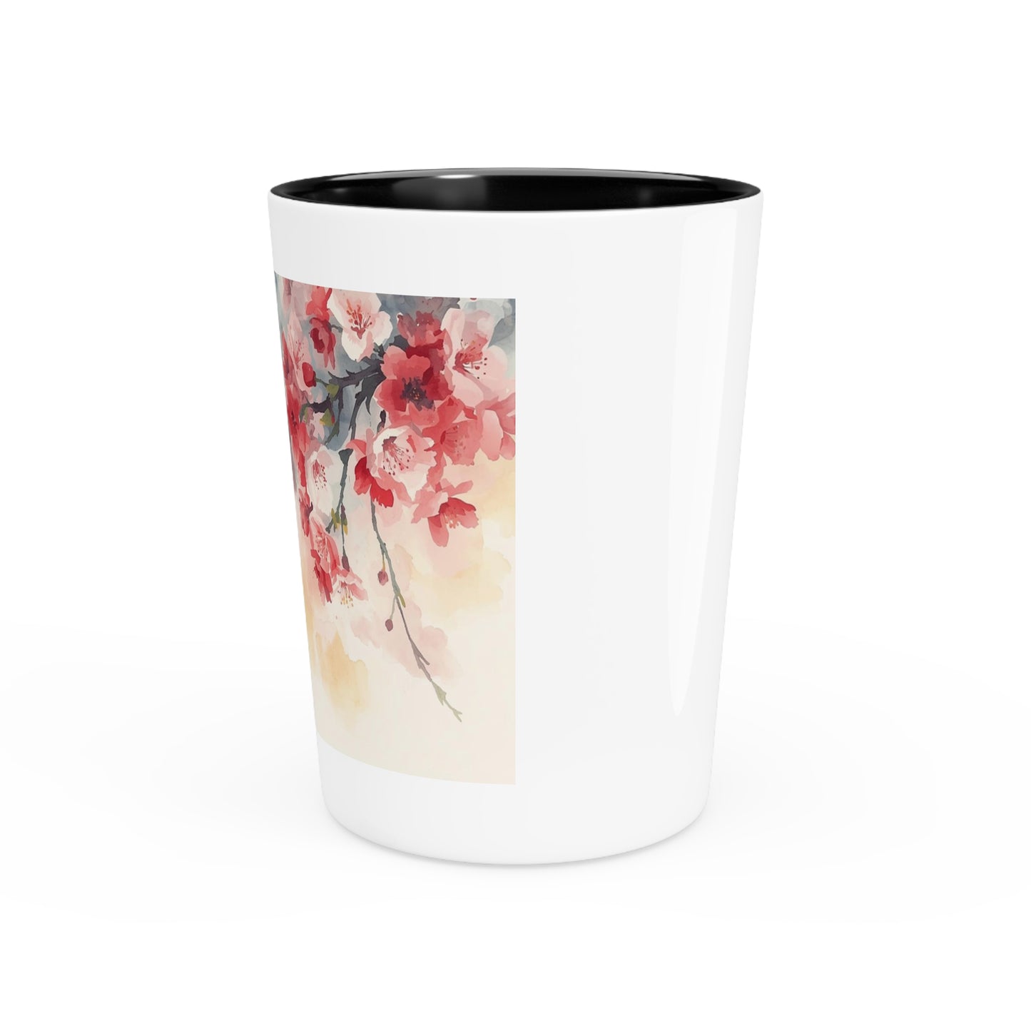 Cherry Blossom Watercolor Shot Glass — Floral Spring Barware Gift