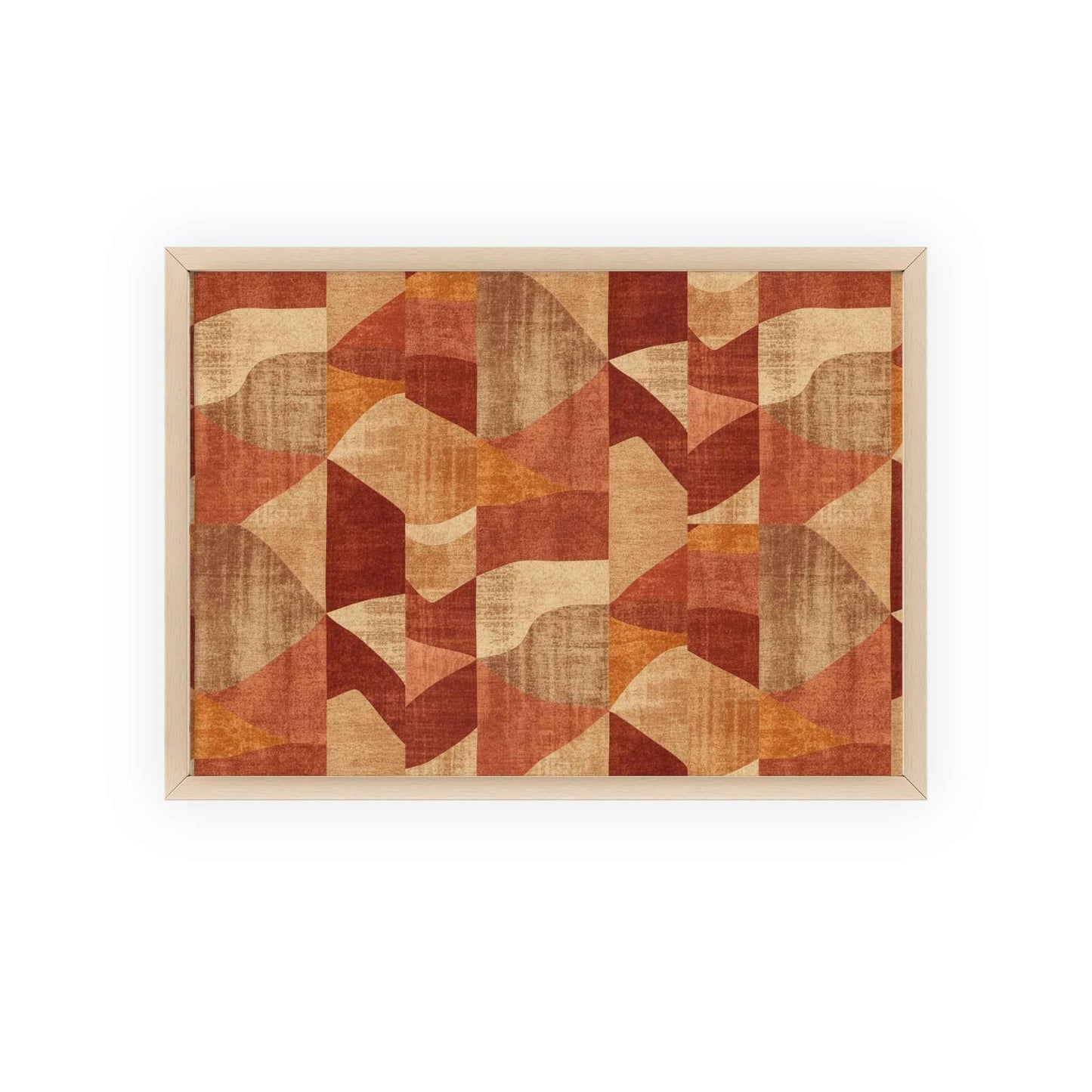 Faux Retro Geometric Poster with Wooden Frame