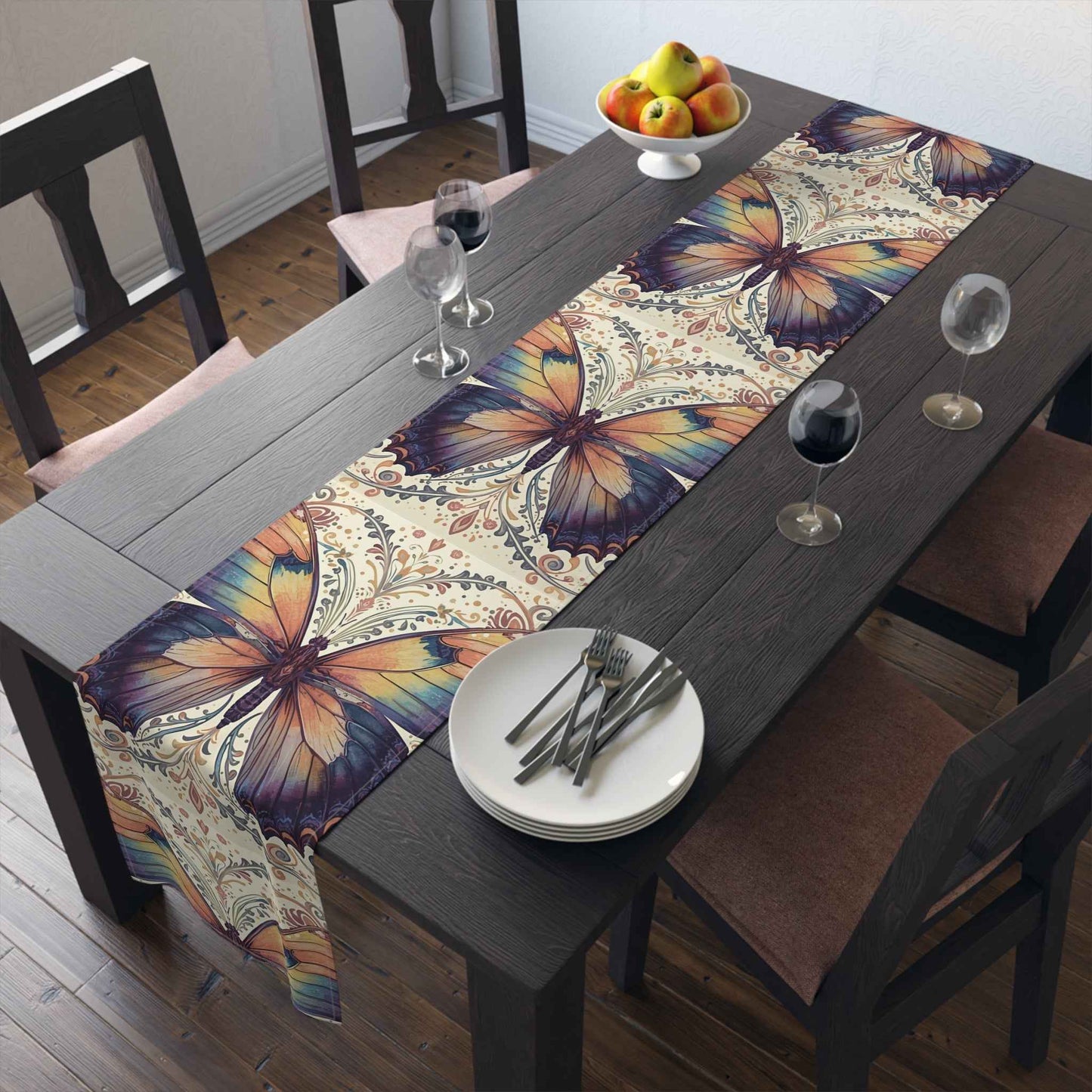 Butterfly Table Runner - Elegant Cotton & Poly Decor for Dining
