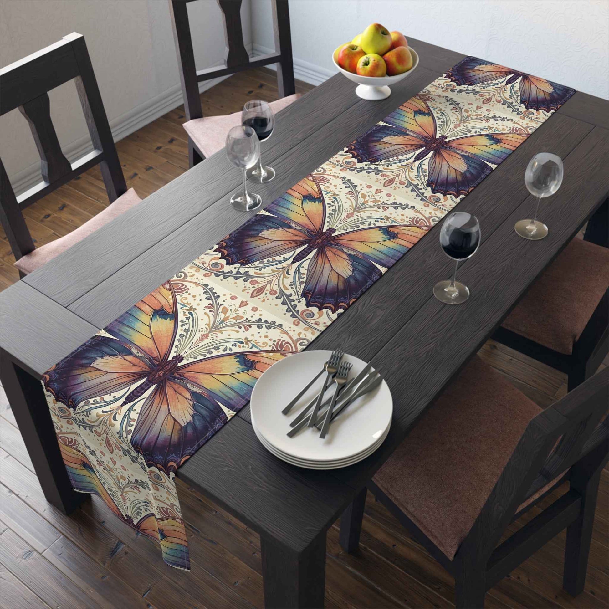 Butterfly Table Runner - Elegant Cotton & Poly Decor for Dining