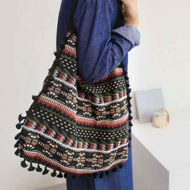 Geometric Tribal Tasselled Shoulder Bag