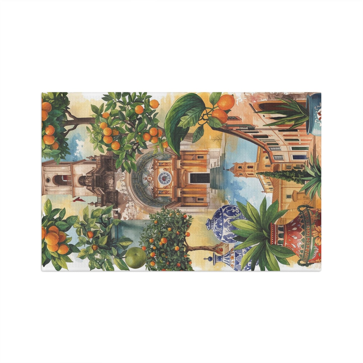 Sicilian Mediterranean Orange Grove Tea Towel