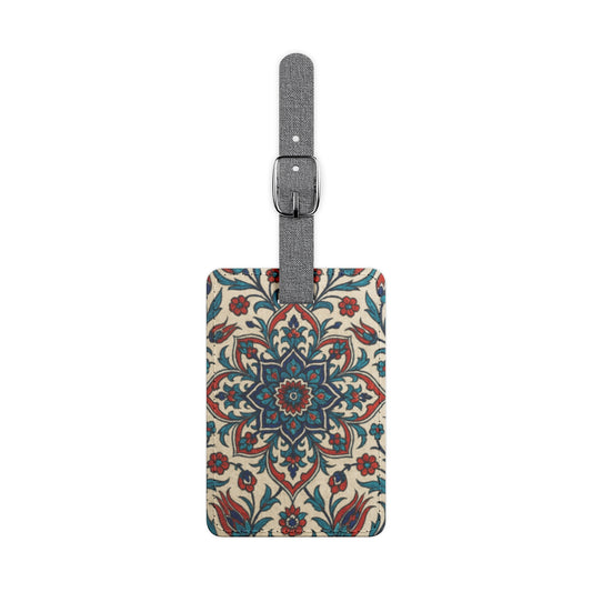 Stylish Turkish Patterned Luggage Tag for Travelers, Unique Travel Accessory, Personalized Bag Tag, Floral Design, Perfect Gift for [...] - Rosetta Creative Boutique