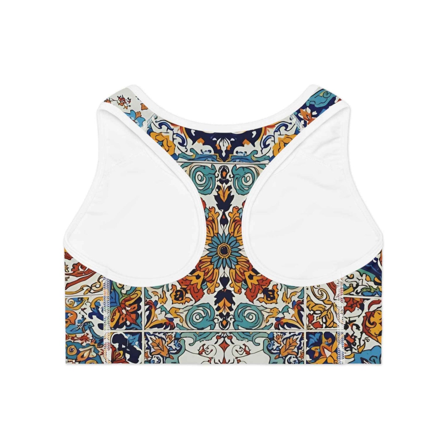Boho Tile Print Sports Bra Moroccan Mosaic Activewear