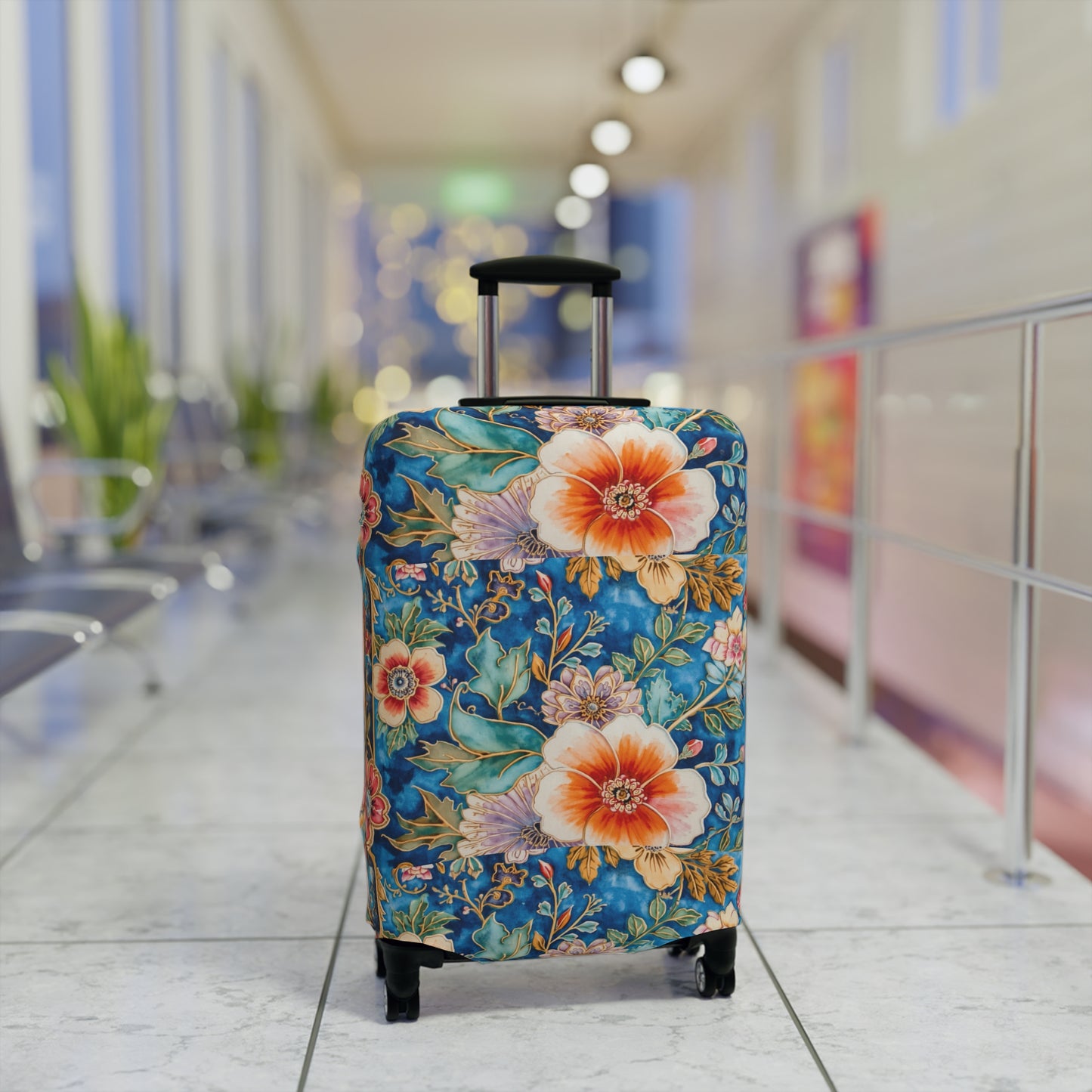 Floral Tropical Luggage Cover – Vintage Palm Leaf & Hibiscus Travel Protector