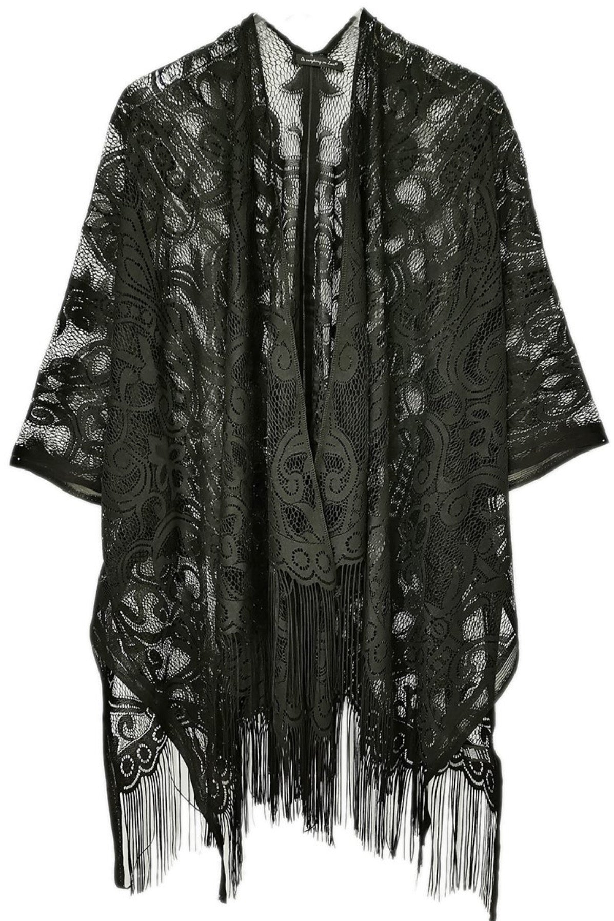 Elegant Bohemian Lace Fringed Kimono Beach Cover Up - Rosetta Creative Boutique