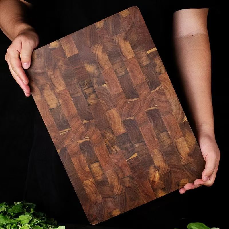 Acacia Wood Chessboard Cutting Board – Solid Grid Pattern