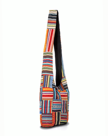 Kathmandu Collection Patchwork Striped Hobo Bag Cotton - Rosetta Creative Boutique