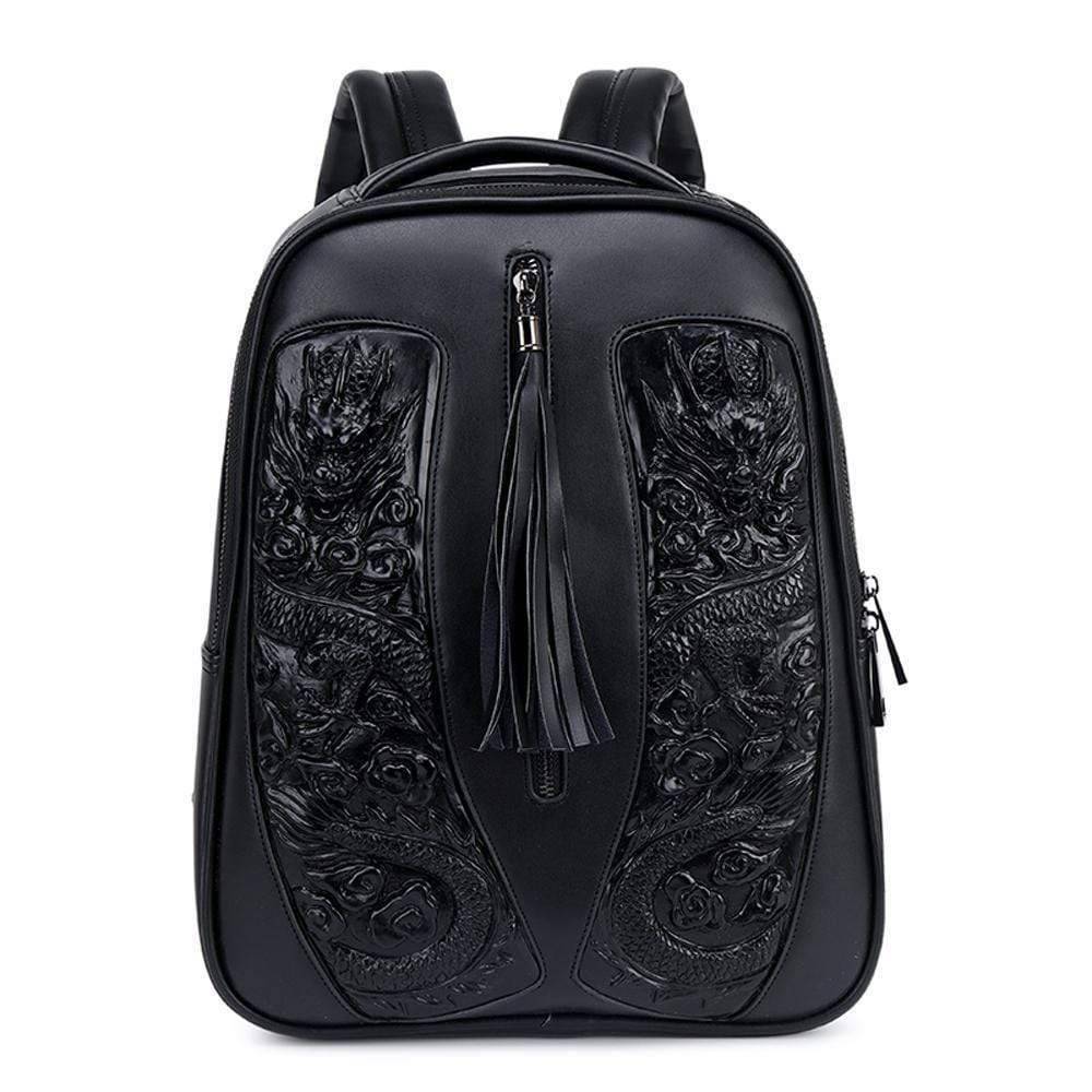 3D Chinese Double Flying Dragon Backpack PU Leather - Rosetta Creative Boutique