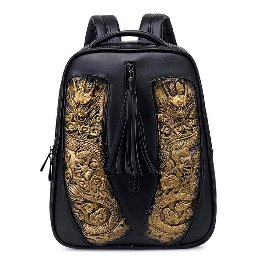 3D Chinese Double Flying Dragon Backpack PU Leather - Rosetta Creative Boutique
