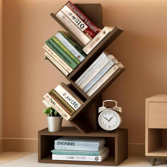 Six Shelf Floorstanding Walnut Bookshelf Home Office