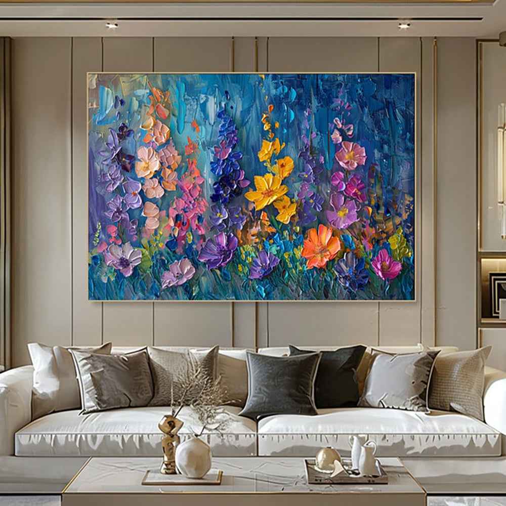 Handmade Oil Painting Canvas Wall Art 3D Thick Flowers Modern Abstract Decor