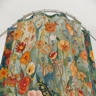Vibrant Floral Shower Curtain Boho Bathroom Decor Fabric Nature Inspired