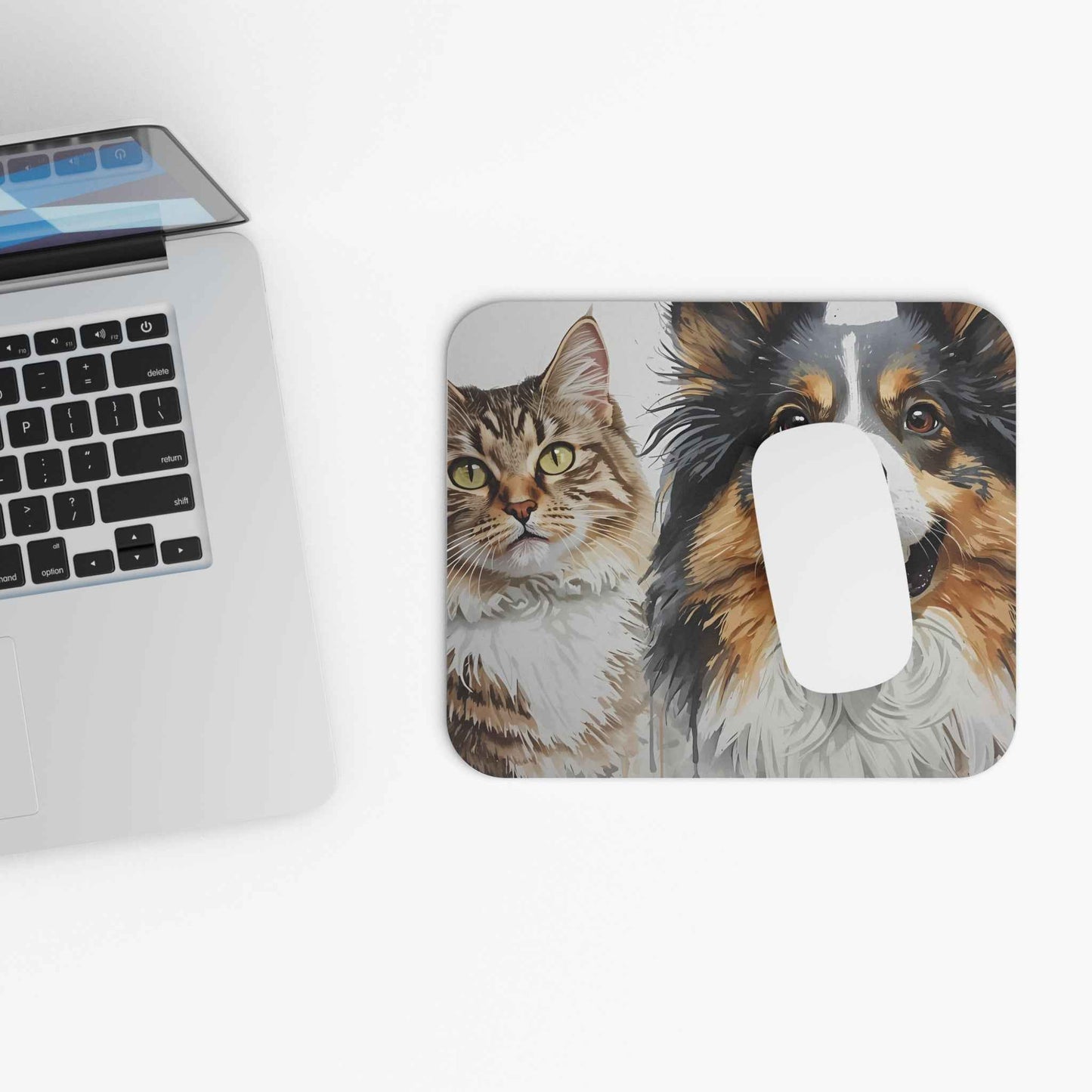 Pet Lovers Mouse Pad with Cat and Dog Design