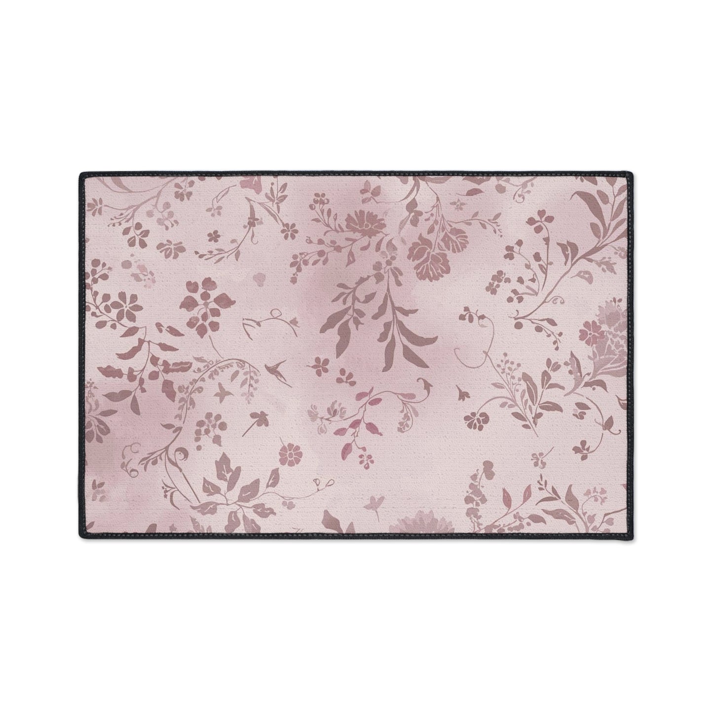 Floral Pink Heavy-Duty Floor Mat — Durable Non-Slip Entry Rug