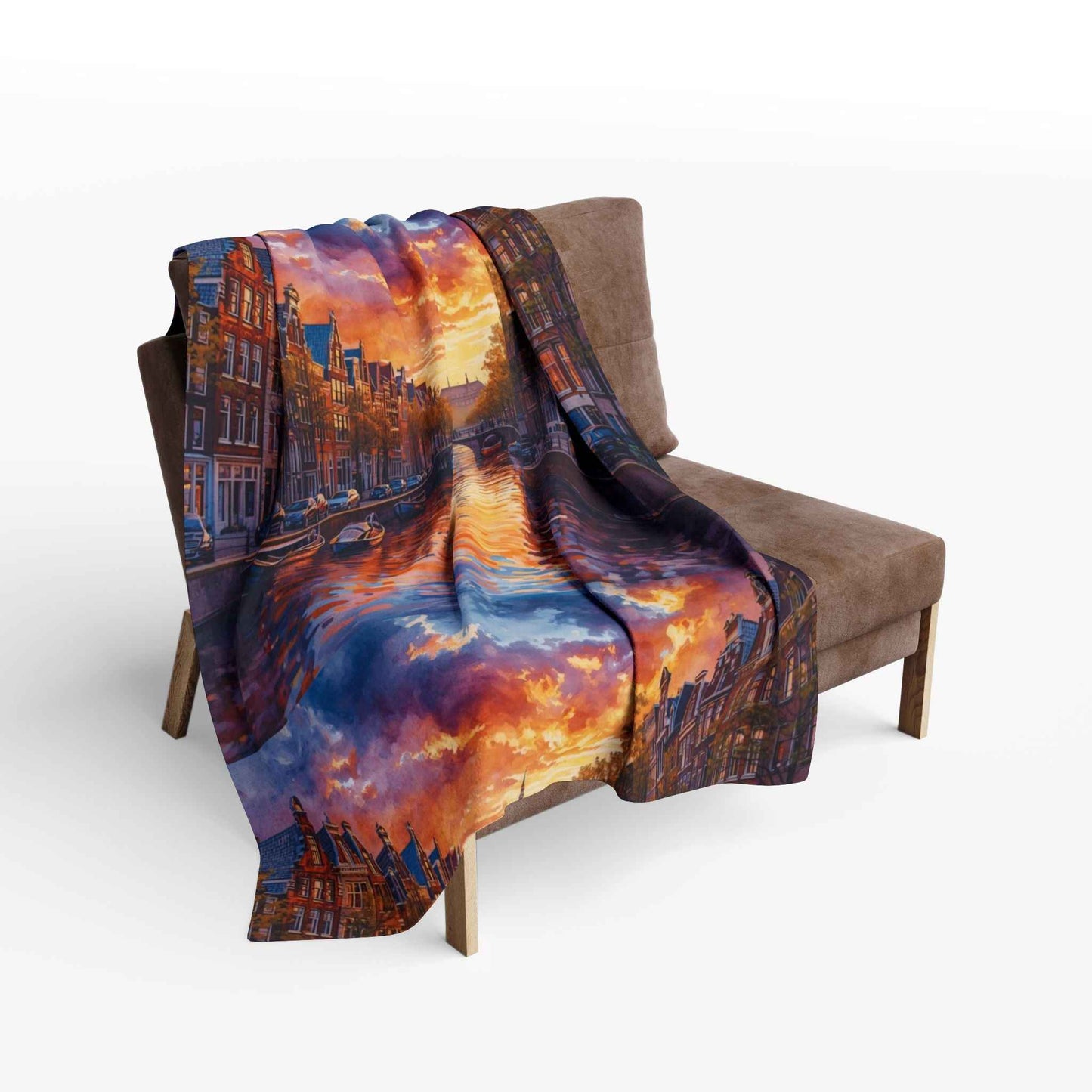 Reflections of Amsterdam Sunset Arctic Fleece Blanket