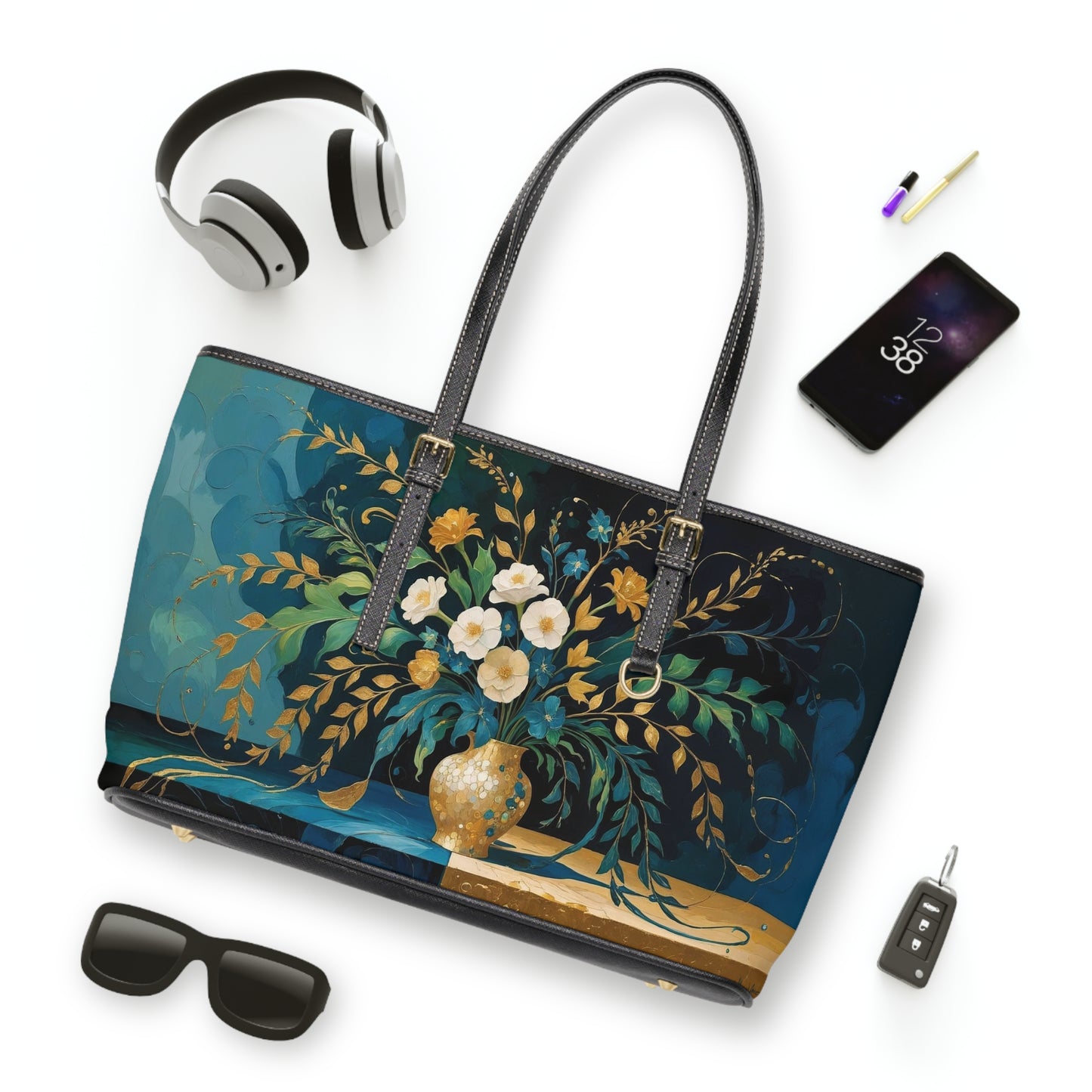 Elegant Floral PU Leather Shoulder Bag | Stylish Tote, Chic Purse, Everyday Handbag, Gift for Her, Fashion Accessory