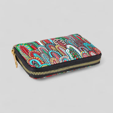 Turkish Multicolor Geometric Patterned Woven Zipper Wallet - Rosetta Creative Boutique