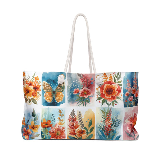 Floral Weekender Bag Travel Tote Beach Bag Gift For Her - Rosetta Creative Boutique
