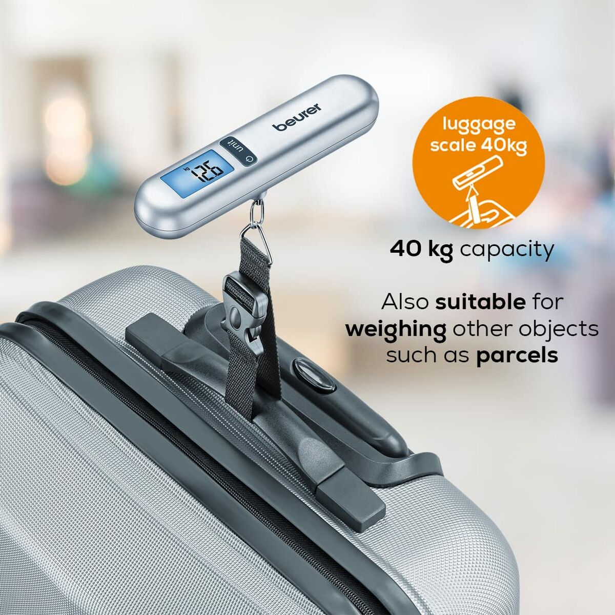 Beurer LS06 Digital Luggage Scale With LCD Display Silver - Rosetta Creative Boutique