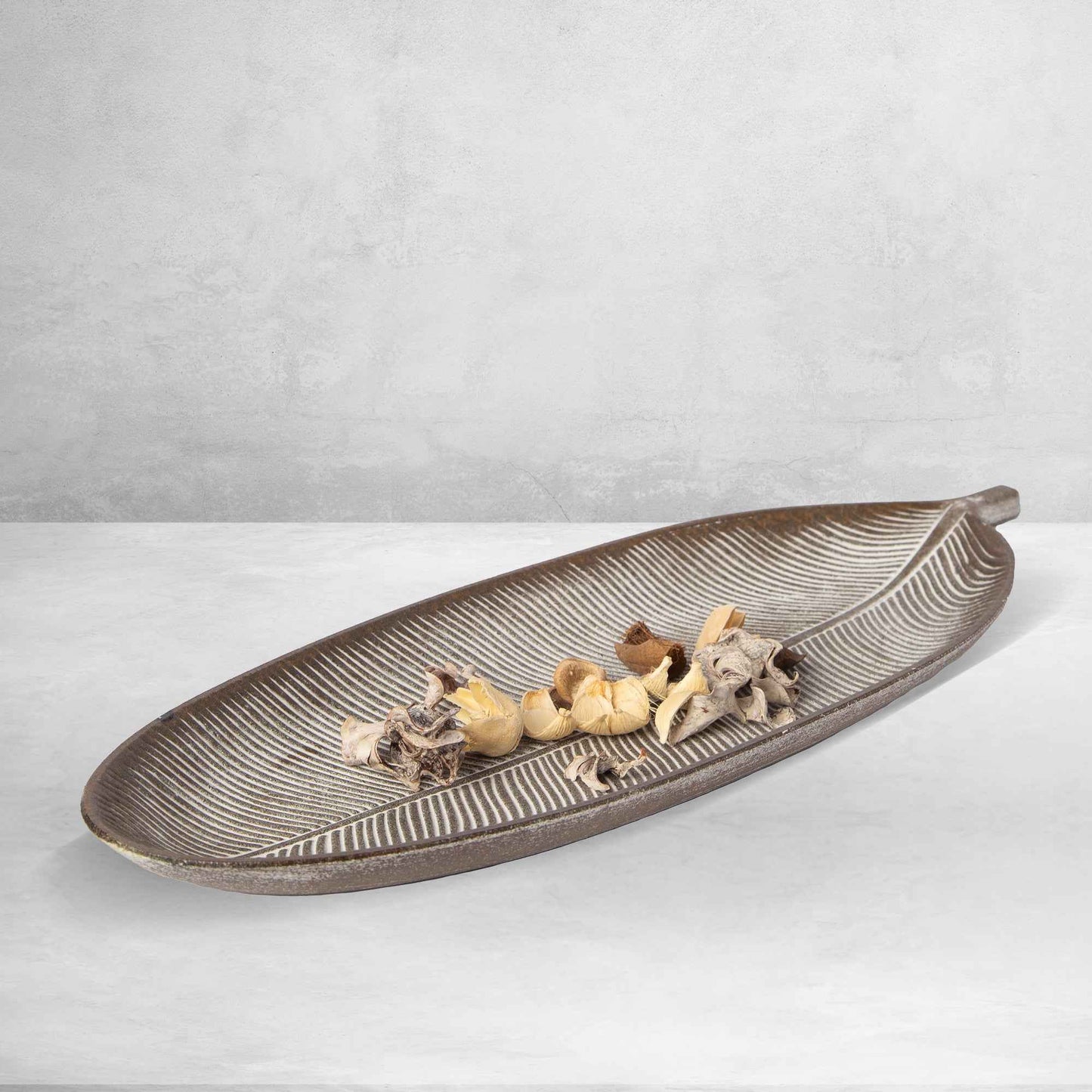 Leaf Design Wood Tray Decorative Centerpiece For Home Kitchen And Events