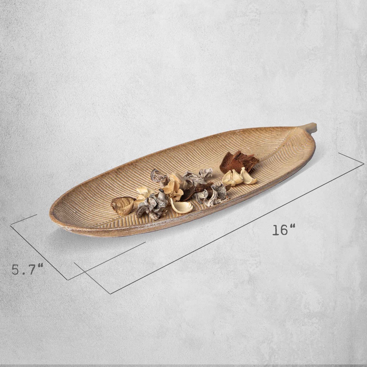 Leaf Design Wood Tray Decorative Centerpiece For Home Kitchen And Events