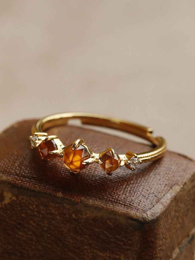 Japanese Orange Garnet Ring Female