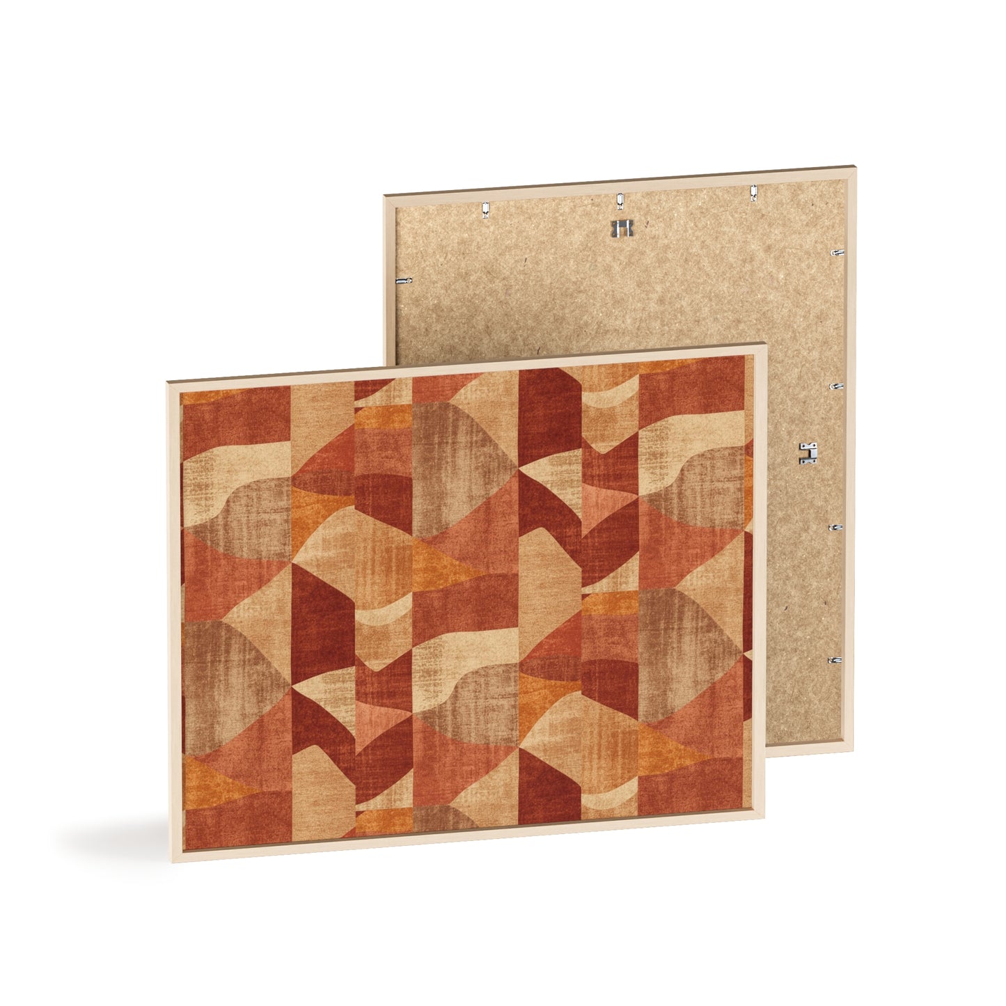 Faux Retro Geometric Poster with Wooden Frame