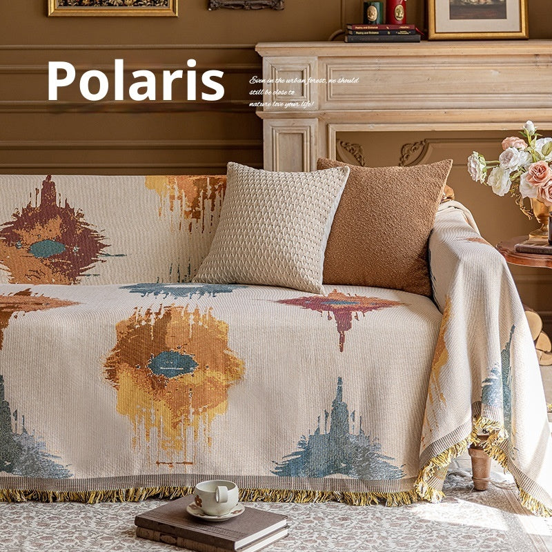 Artisan Floral Sofa Throw Cover | Vintage Oil Painting Style (100% Cotton)