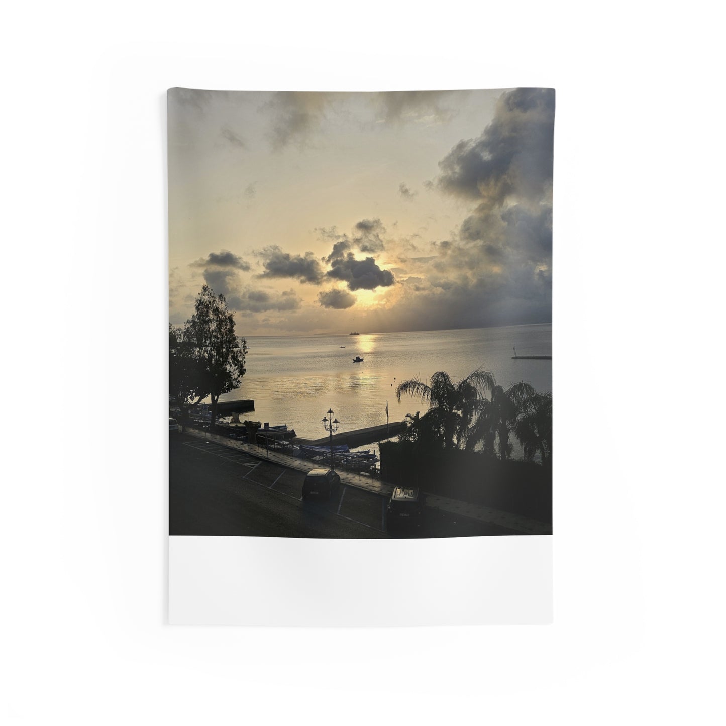 Serene Sicilian Sunset Wall Tapestry | Beach Decor, Living Room Art, Home Aesthetic, Boho Wall Hanging, Nature Lovers Gift