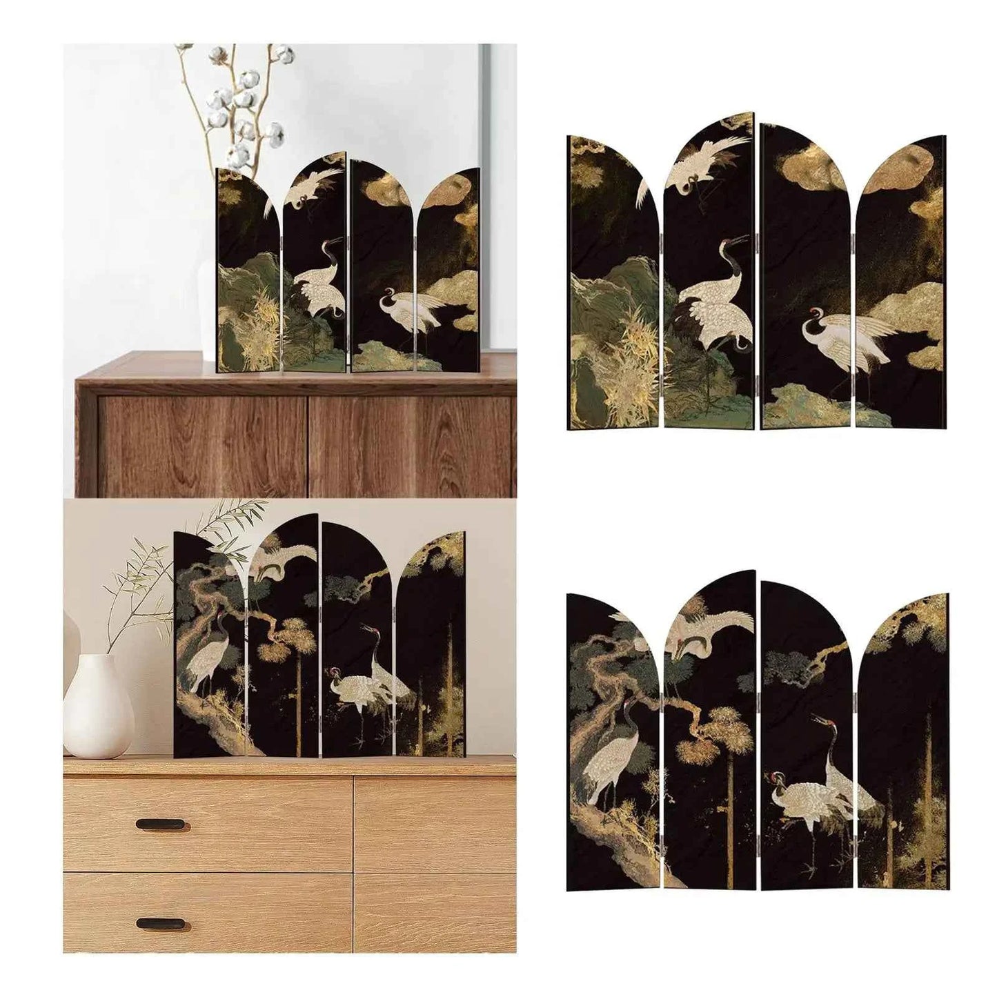 Mini Chinese Folding Screen – Desktop Flower & Bird Room Divider Ornament