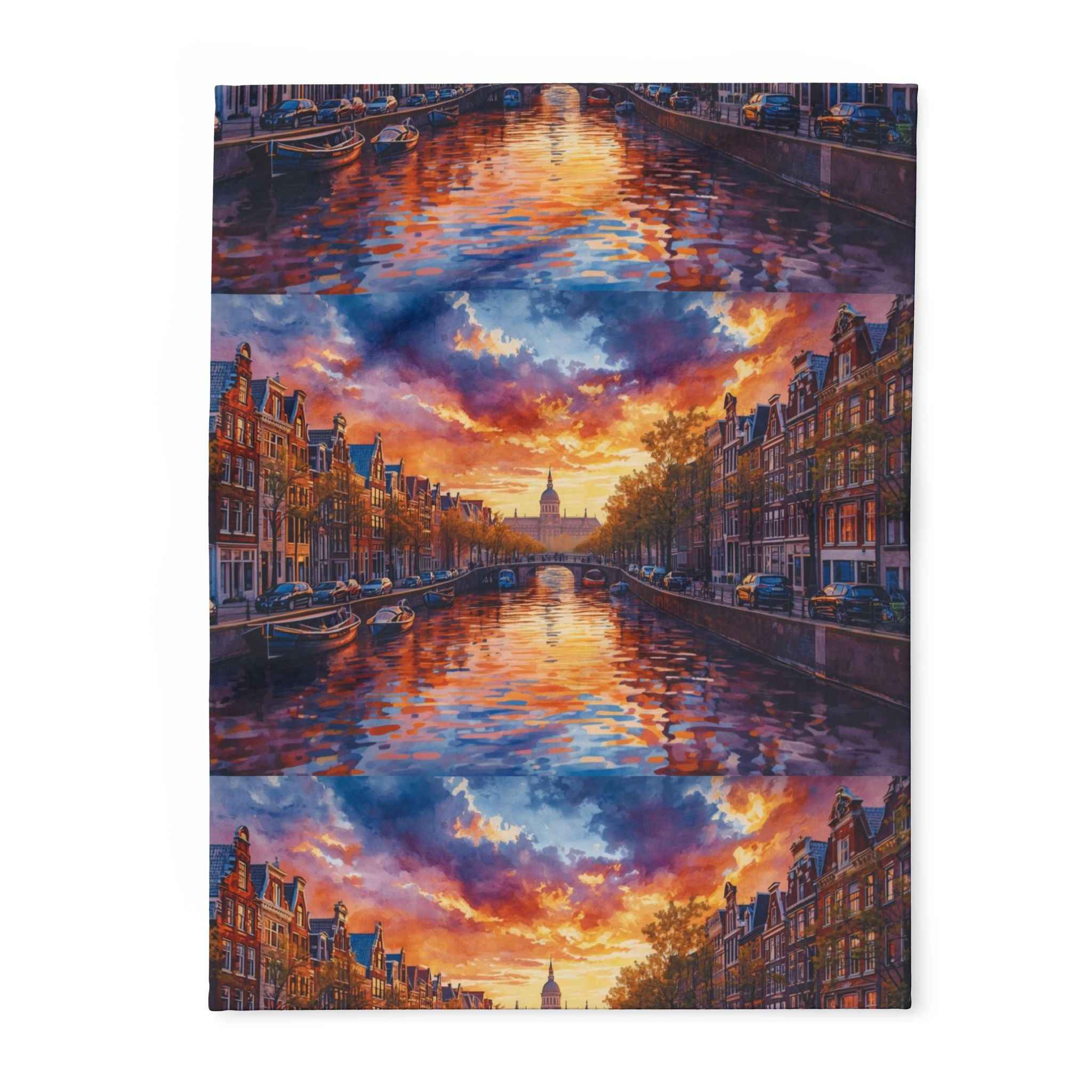 Reflections of Amsterdam Sunset Arctic Fleece Blanket