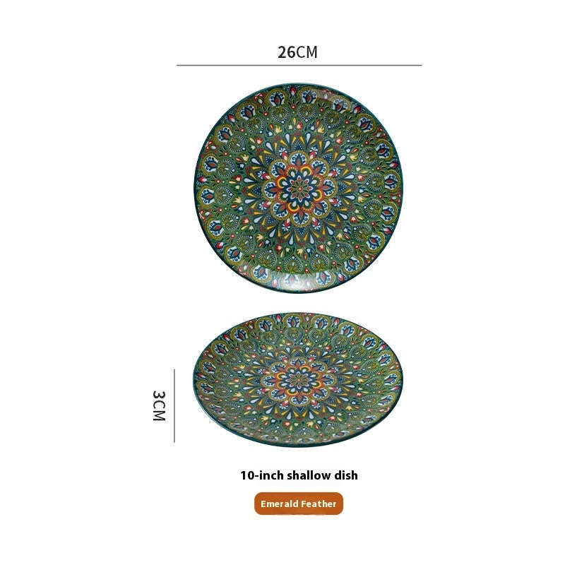 Artisan Ceramic Shallow Plate & Serving Platter (8" & 10") - Bohemian Collection