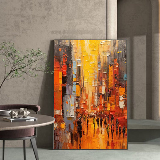 Modern Cityscape Acrylic Textured Abstract Wall Art Large Living Room Decor