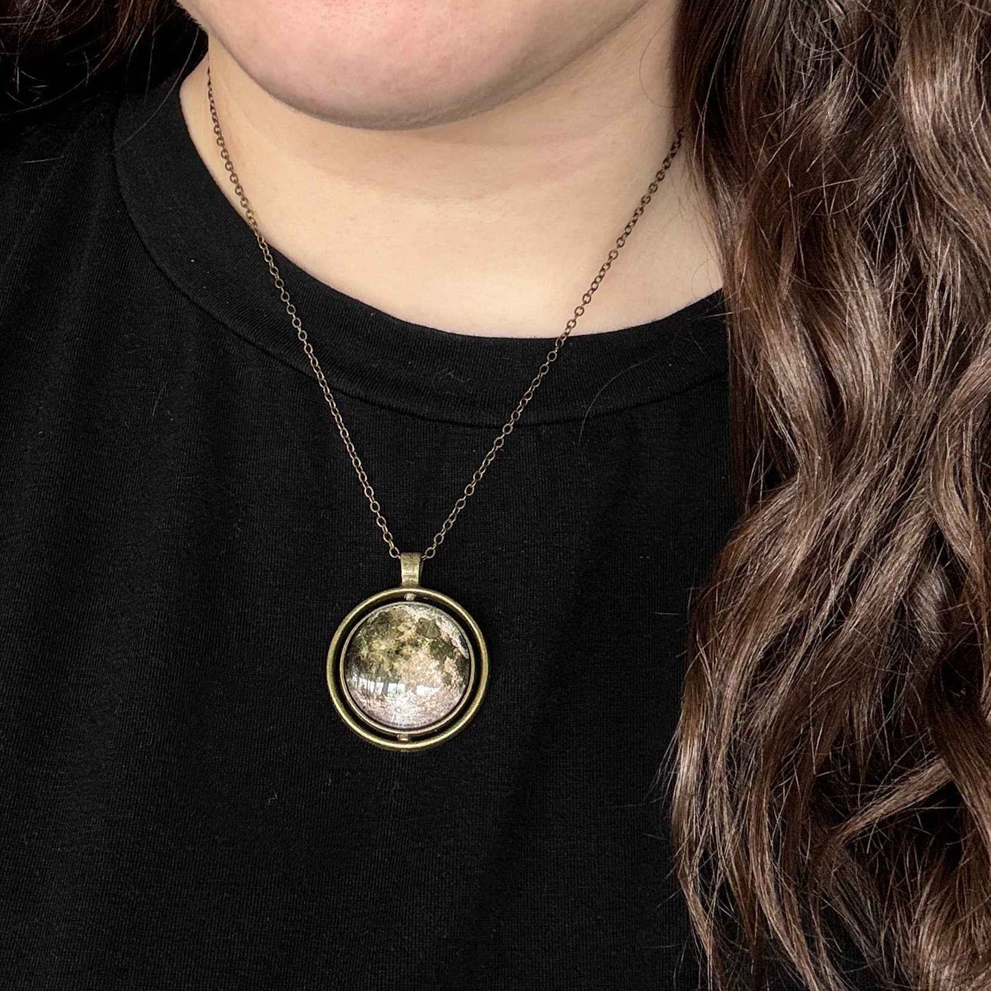 New Moon Double Sided Fidget Pendant Necklace