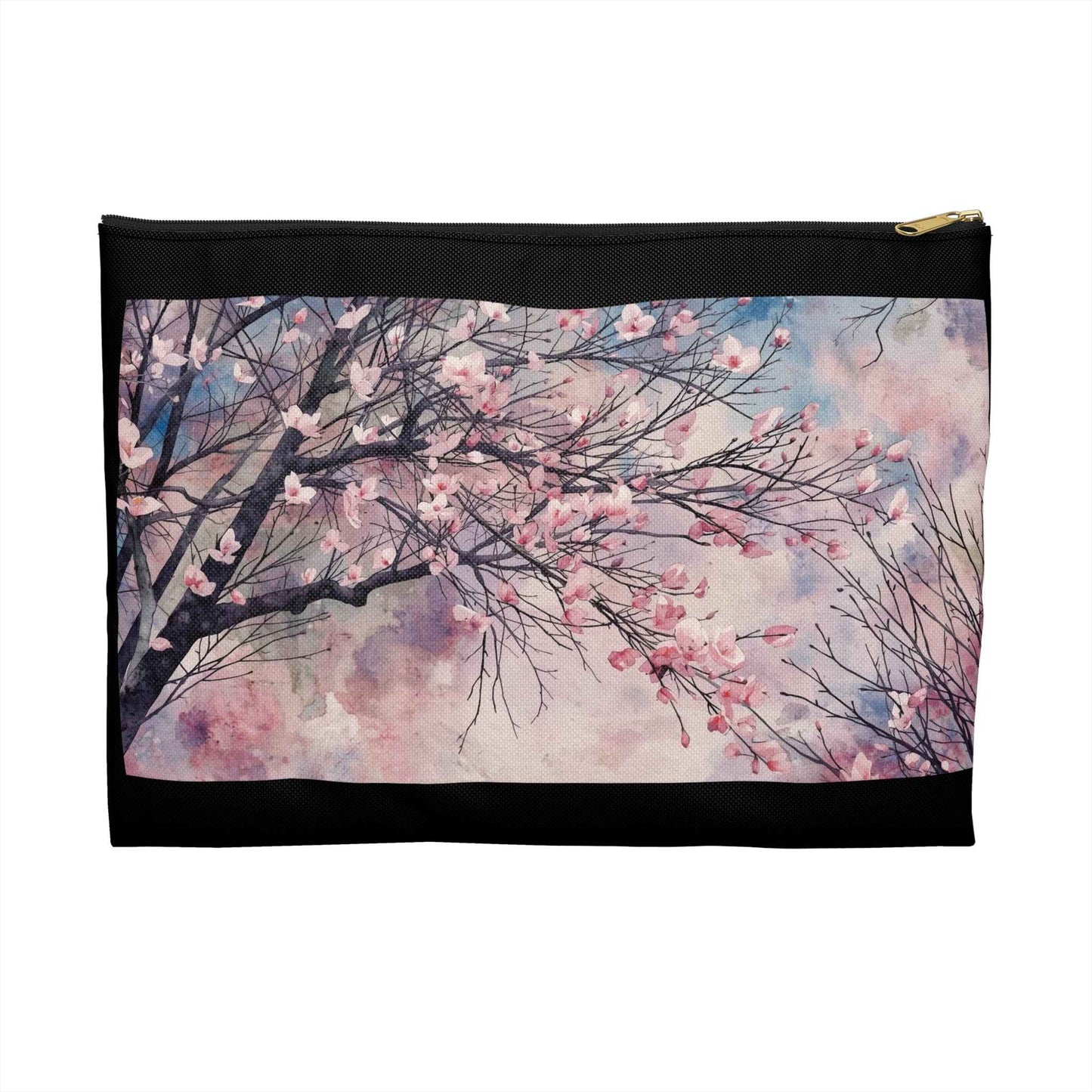 Cherry Blossom Print Accessory Pouch - Floral Makeup Bag for Travel & Everyday Use