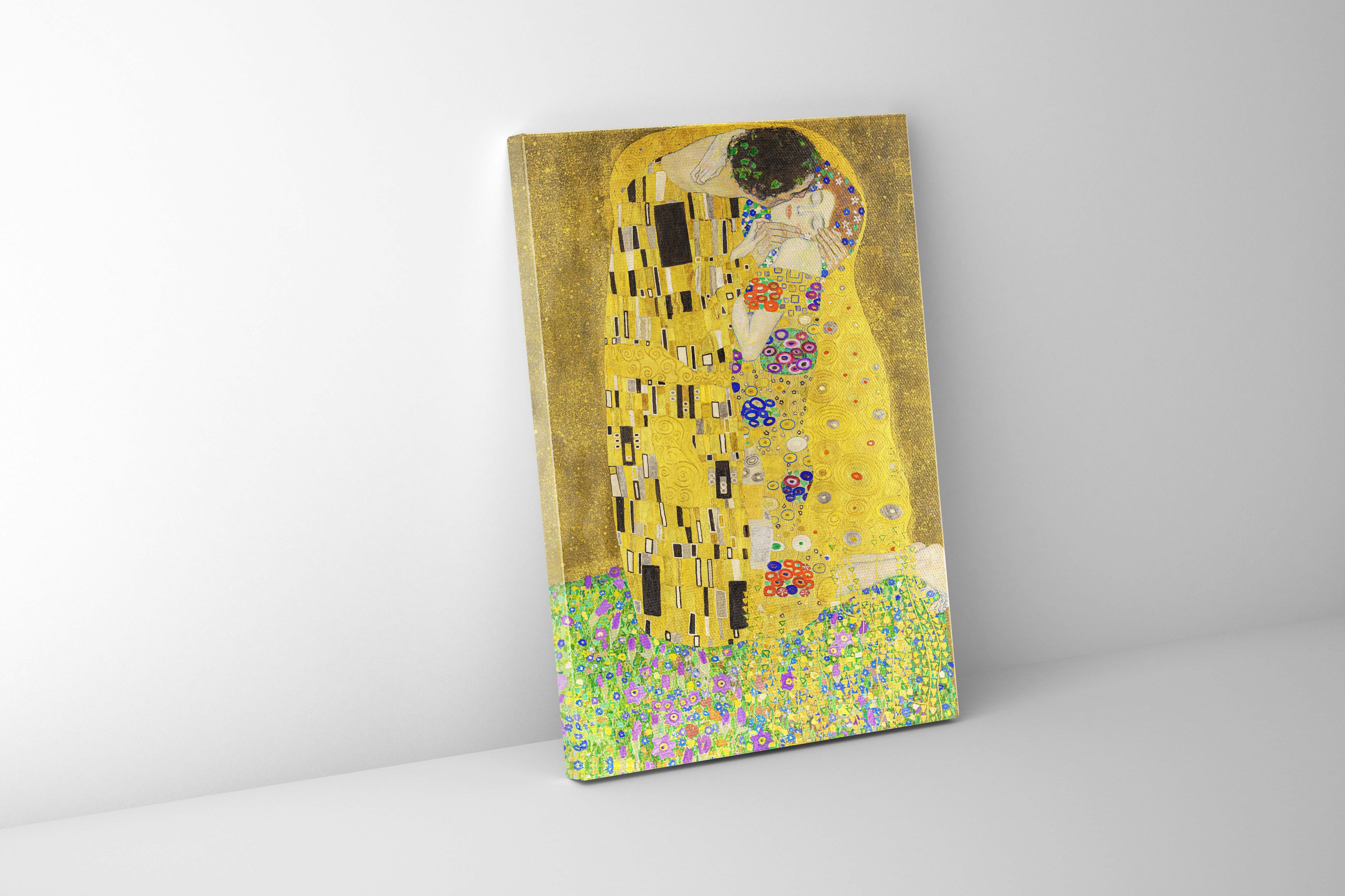 The Kiss Fine Art Gold Varnish Canvas Print 48x36 Inches - Rosetta Creative Boutique