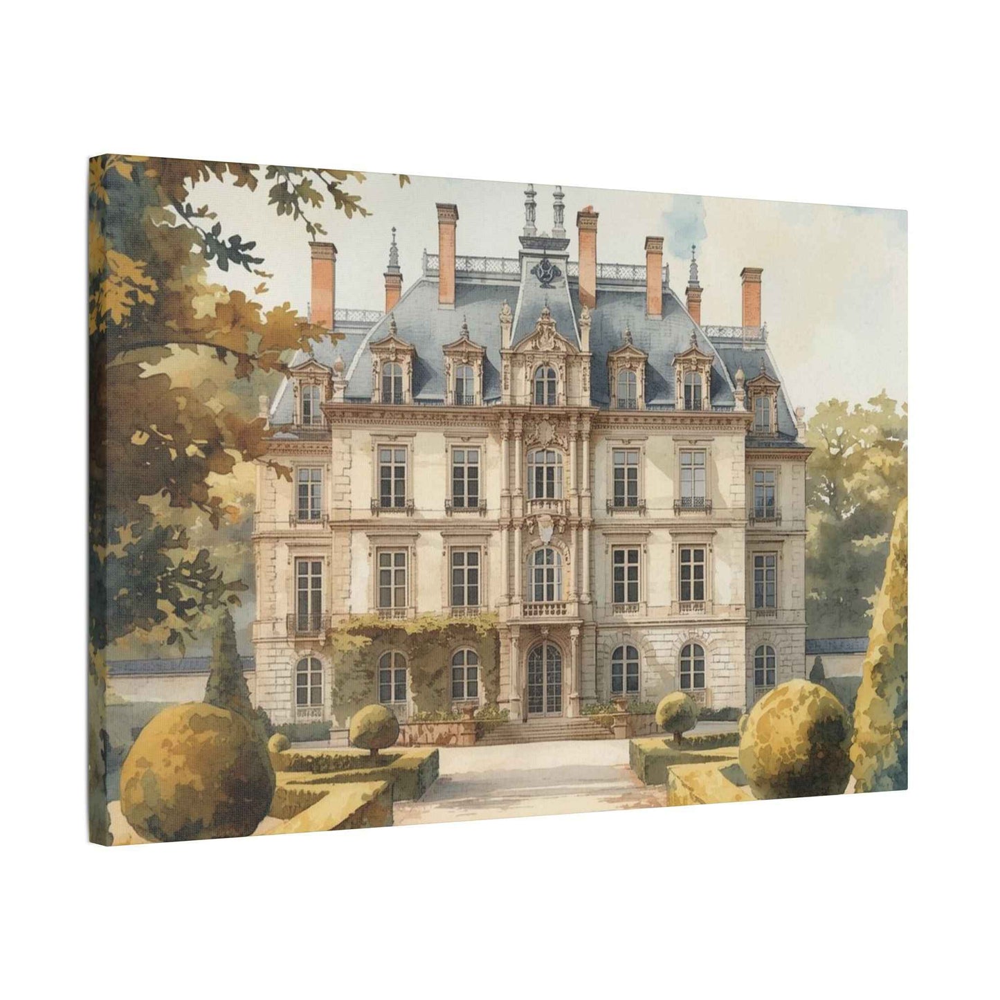 Château Garden Satin Canvas Print — Stretched Wall Art