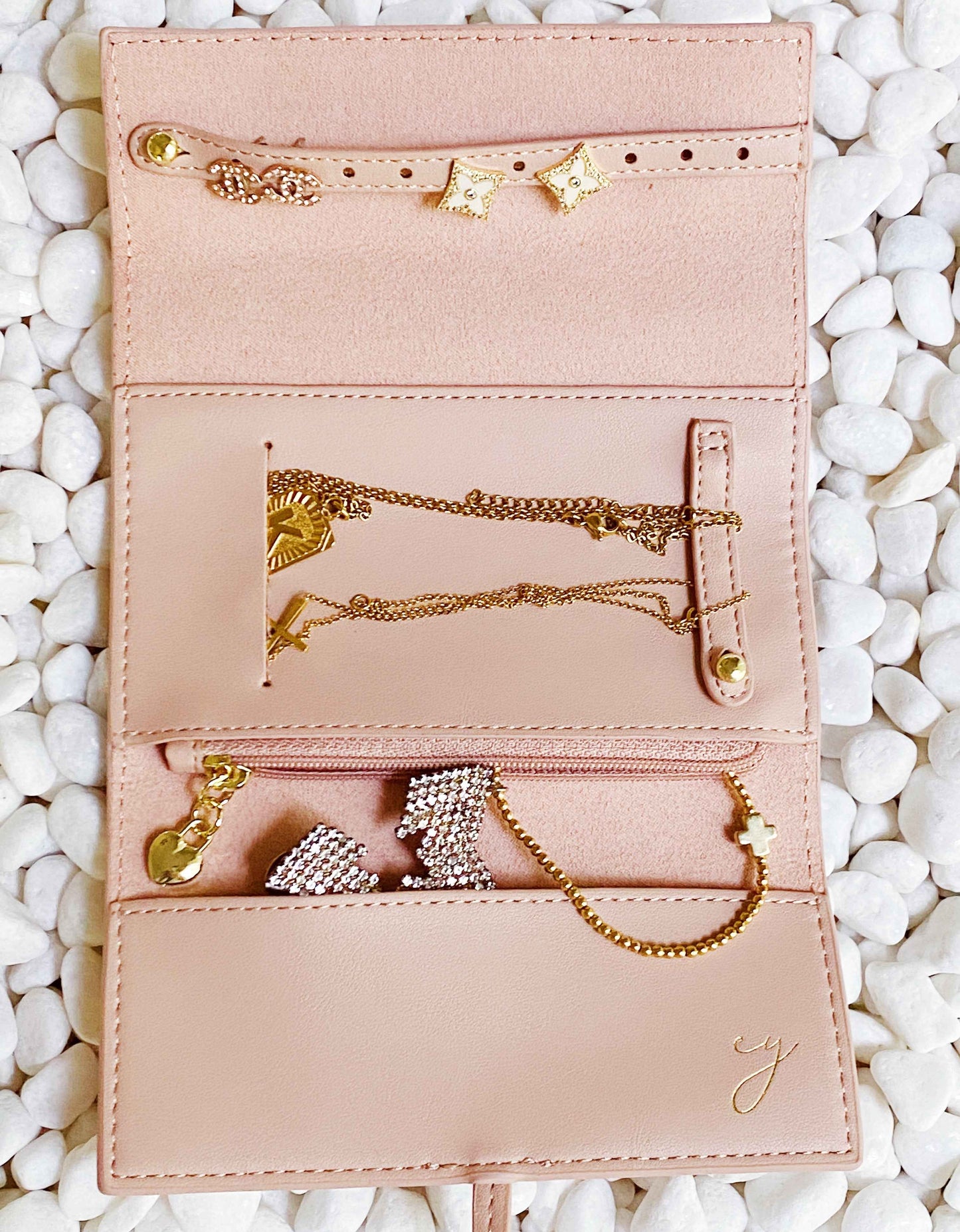 Always With Me Vegan Leather Jewelry Roll Travel Organizer