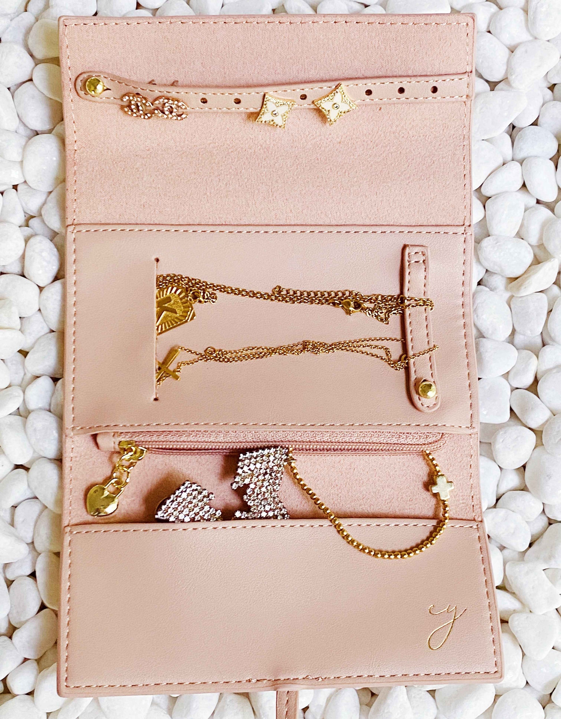 Always With Me Vegan Leather Jewelry Roll Travel Organizer