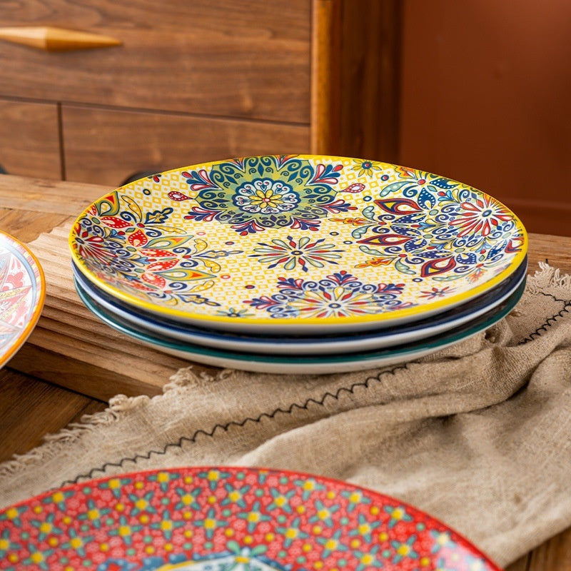 Artisan Ceramic Shallow Plate & Serving Platter (8" & 10") - Bohemian Collection