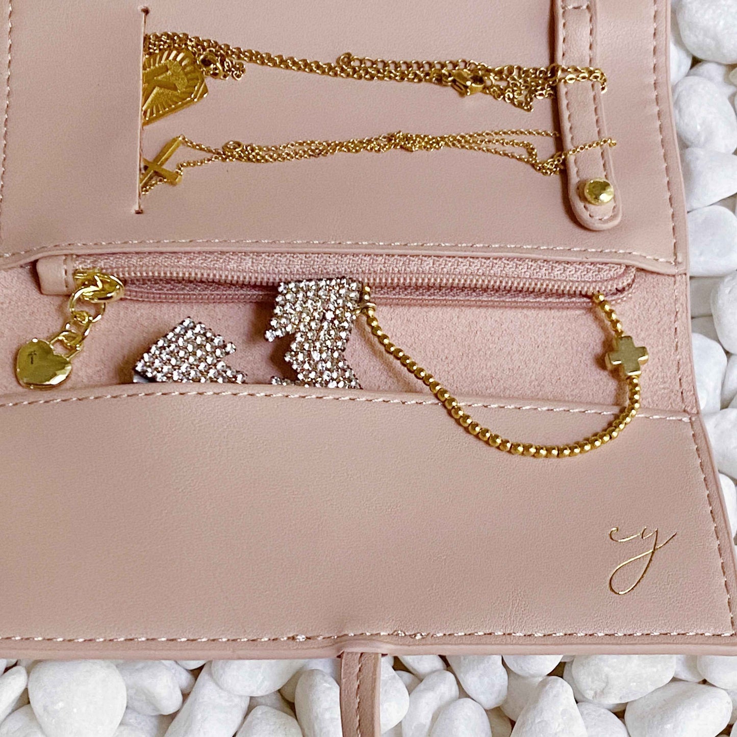 Always With Me Vegan Leather Jewelry Roll Travel Organizer